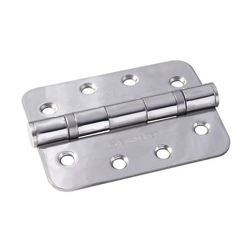 102 X 76 X 3Mm Ball Bearing Hinge Grade 13 C/W Screws Radius (Pair) - Bright Stainless Steel