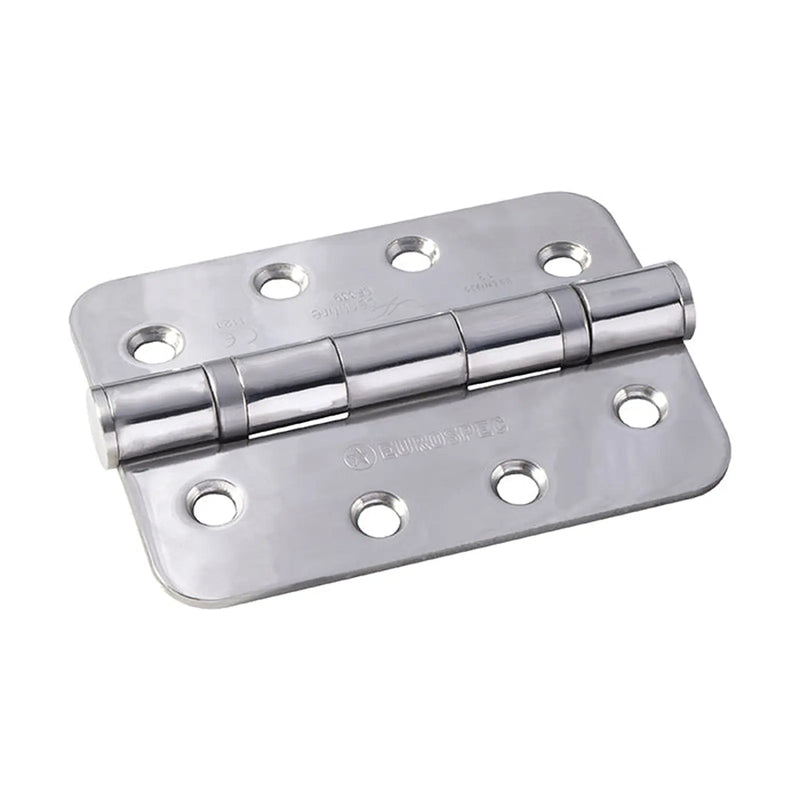 102 X 76 X 3Mm Ball Bearing Hinge Grade 13 C/W Screws Radius (Pair) - Bright Stainless Steel