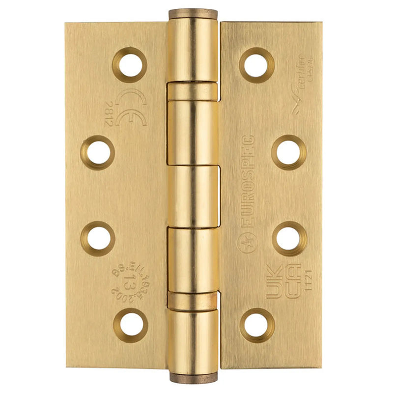 102 X 76 X 3Mm Ball Bearing Hinge Grade 13 C/W Screws (Pair) - Satin Brass