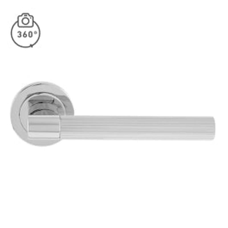 Hey Riga Lever Handle On Threaded Round Rose Cro (Polished Chrome) - Polished Chrome