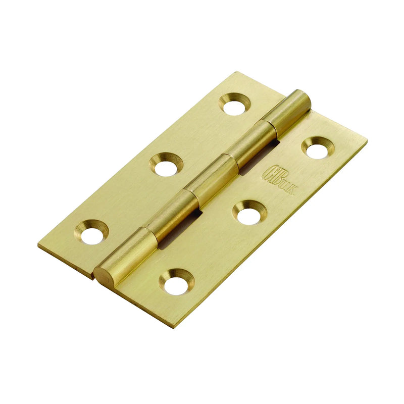 75 X 40 X 1.5Mm Solid Drawn Brass Butt Hinge (Pair) - Satin Brass 76mm x 40mm x 1.5mm