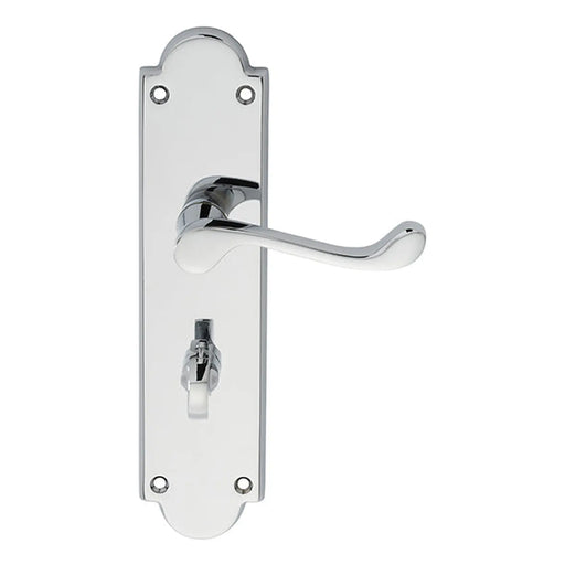 Victorian Scroll Lever On Shaped Backplate - Bathroom 57Mm C/C - Polished Chrome 205 x 49mm