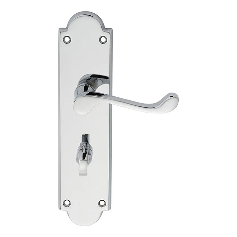 Victorian Scroll Lever On Shaped Backplate - Bathroom 57Mm C/C - Polished Chrome 205 x 49mm