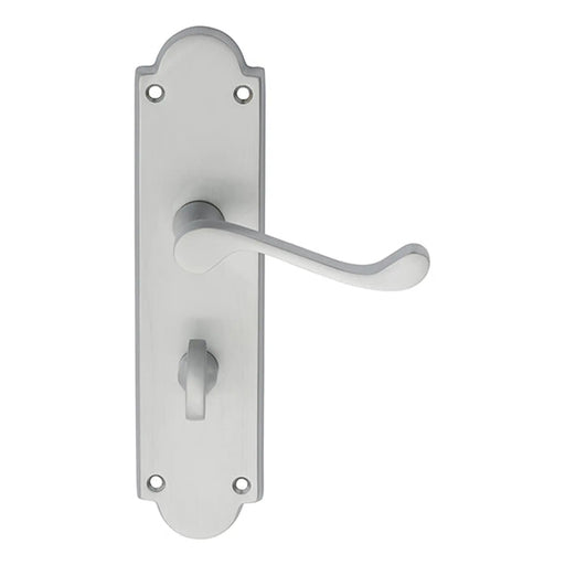 Victorian Scroll Lever On Shaped Backplate - Bathroom 57Mm C/C - Satin Chrome 205 x 49mm