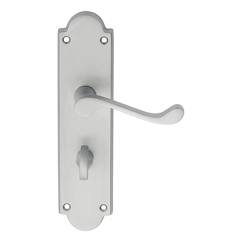 Victorian Scroll Lever On Shaped Backplate - Bathroom 57Mm C/C - Satin Chrome 205 x 49mm