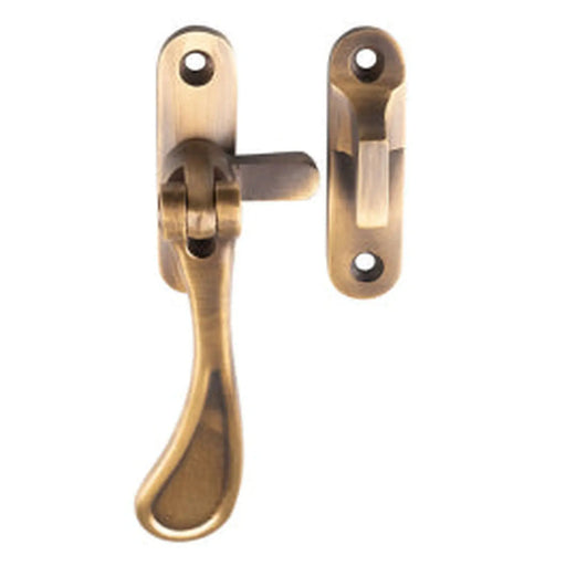Victorian - Reversible Casement Fastener With Hook & Mortice Plate - Antique Brass