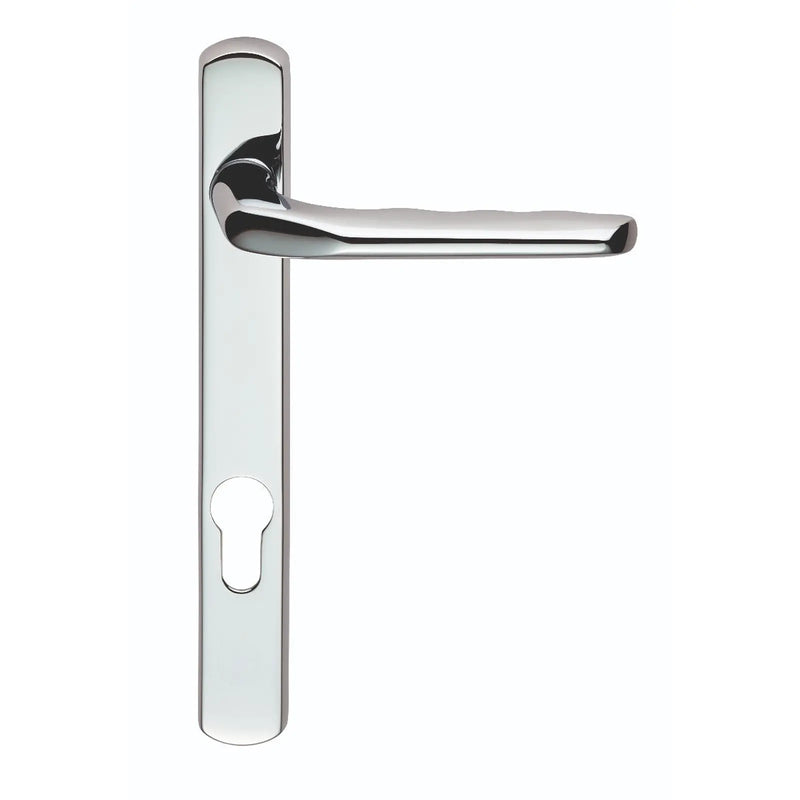 Straight Lever On Narrowplate - Lock Euro Profile (92Mm C/C) Co1 Cro (Polished Chrome) - Polished Chrome 208MM X 26MM