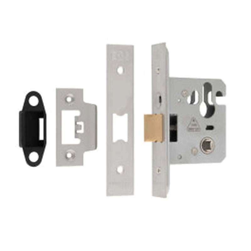 68Mm Mortice Nightlatch - Euro - Square - Satin Stainless Steel