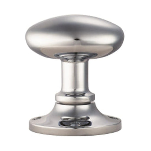 Oval Mortice Knob On Un-Sprung Rose - Polished Chrome