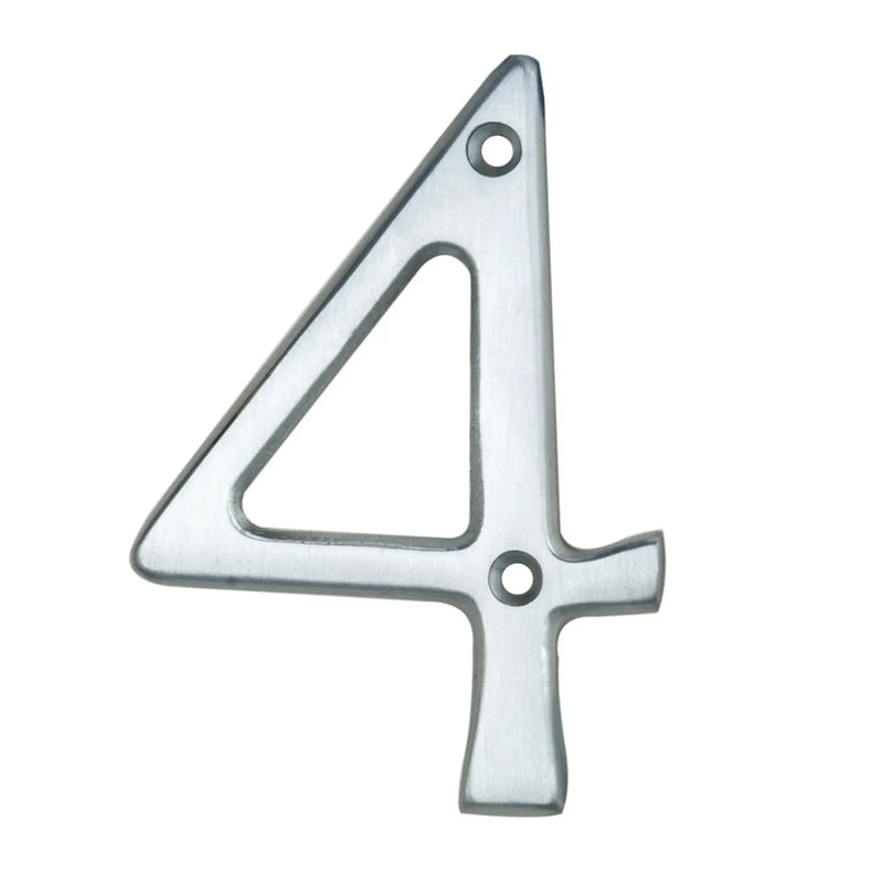 Numeral Face Fix (No.4) - Satin Chrome 76MM