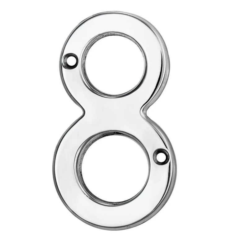 Numeral Face Fix (No.8) - Polished Chrome 76MM