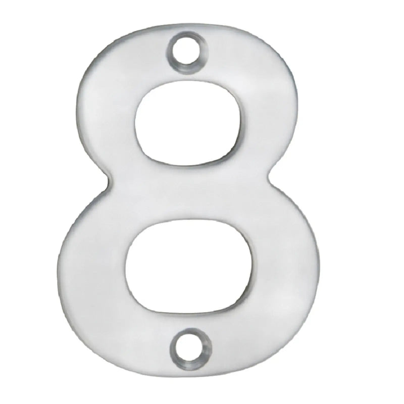 50 X 32 X 2Mm - Number 8 - Face Fix - Satin Stainless Steel
