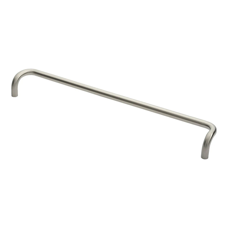 19Mm Dia. Cranked Pull Handle - 600Mm C/C - Bolt Through Fixing - Satin Stainless Steel