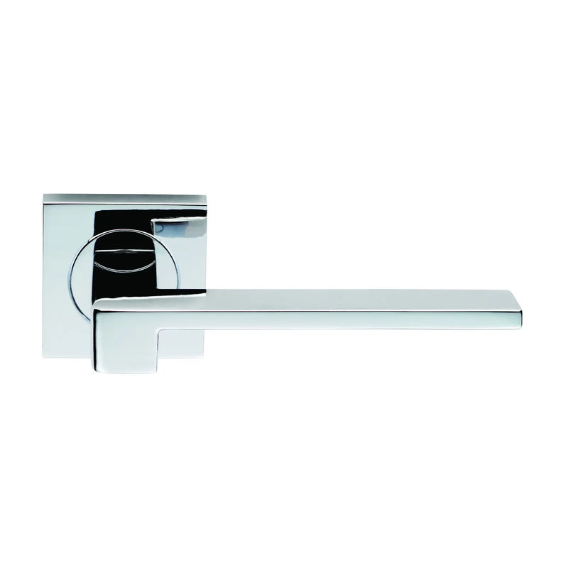 Equi Lever On Sprung Push-On Square Rose - Polished Chrome