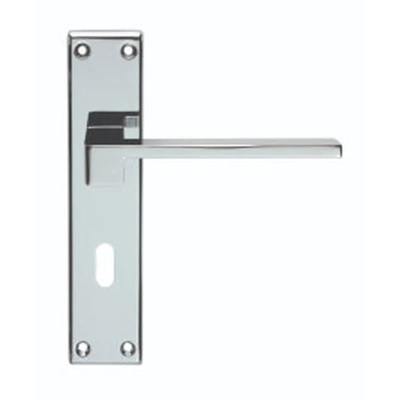 Equi Lever On Face-Fix Backplate - Lock 57Mm - Polished Chrome 180MM x 40MM