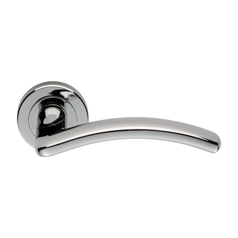 Design Lever On Sprung Screw-On Round Rose - Polished Chrome 120