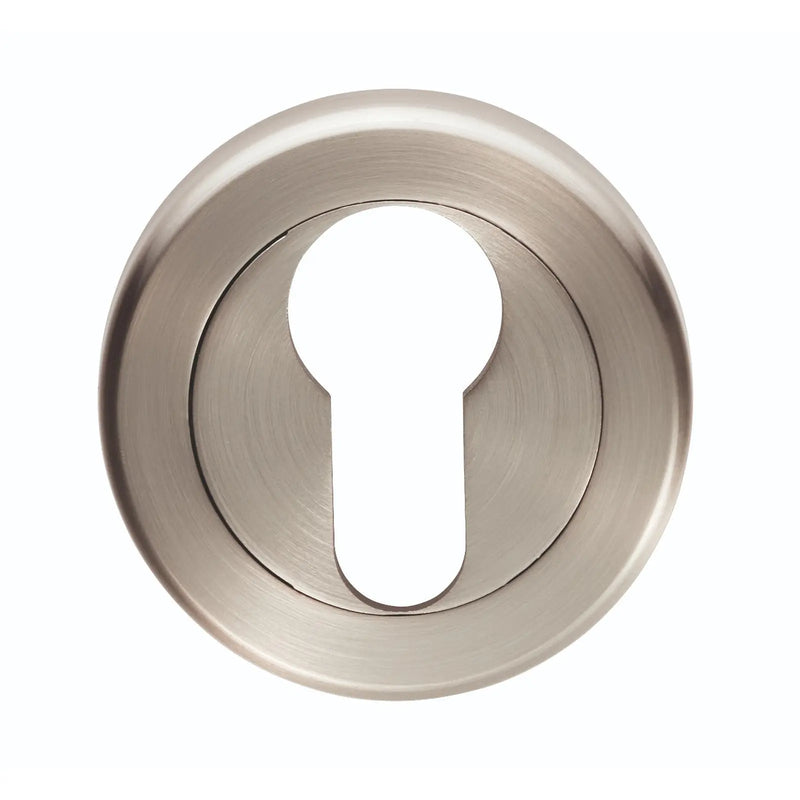 Escutcheon - Euro Profile - Screw-On Round Rose - Retail Pack - Satin Nickel