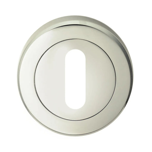 Escutcheon - Lock Profile - Screw-On Round Rose - Polished Nickel