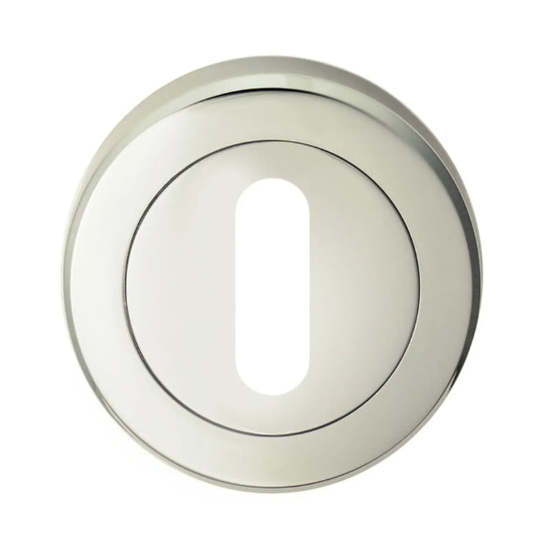 Escutcheon - Lock Profile - Screw-On Round Rose - Retail Pack - Polished Nickel