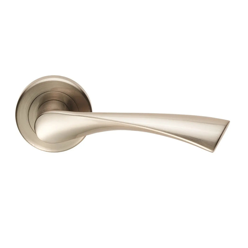 Venti Lever On Sprung Screw-On Round Rose - Retail Pack - Satin Nickel