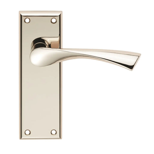 Venti Lever On Face-Fix Backplate - Latch - Polished Nickel
