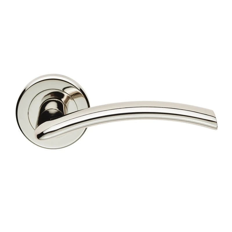 Trenta Lever On Sprung Screw-On Round Rose - Retail Pack - Polished Nickel