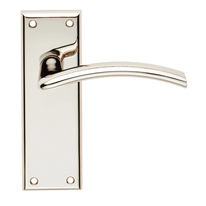 Trenta Lever On Face-Fix Backplate - Latch - Polished Nickel
