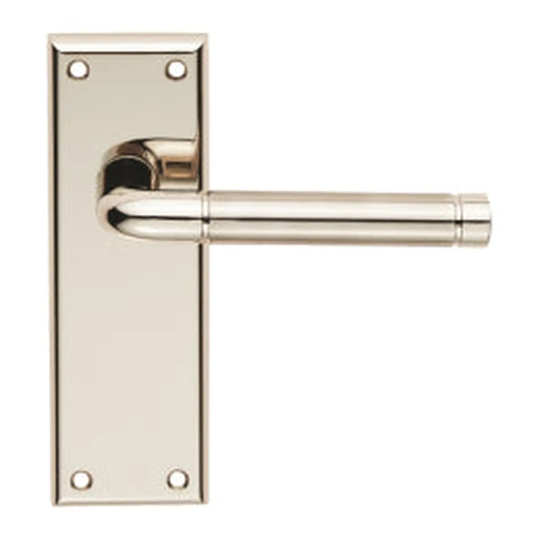Quaranta Lever On Face-Fix Backplate - Latch - Retail Pack - Polished Nickel/Satin Nickel