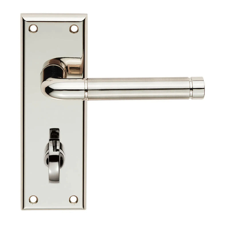Quaranta Lever On Face-Fix Backplate - Bathroom 57Mm - Retail Pack - Polished Nickel/Satin Nickel
