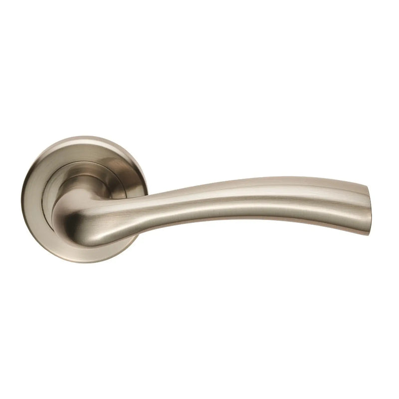 Cinquanta Lever On Sprung Screw-On Round Rose - Retail Pack - Satin Nickel