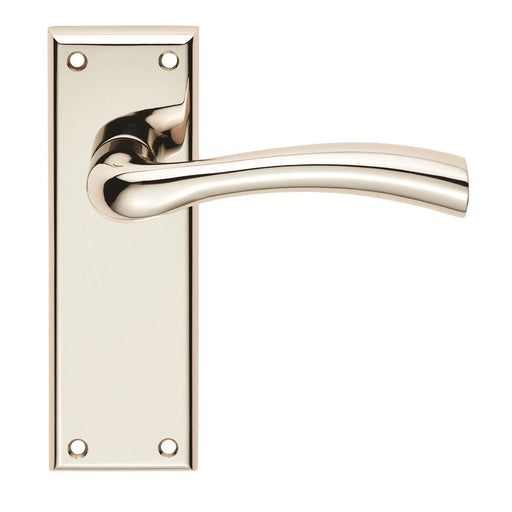Cinquanta Lever On Face-Fix Backplate - Latch - Retail Pack - Polished Nickel
