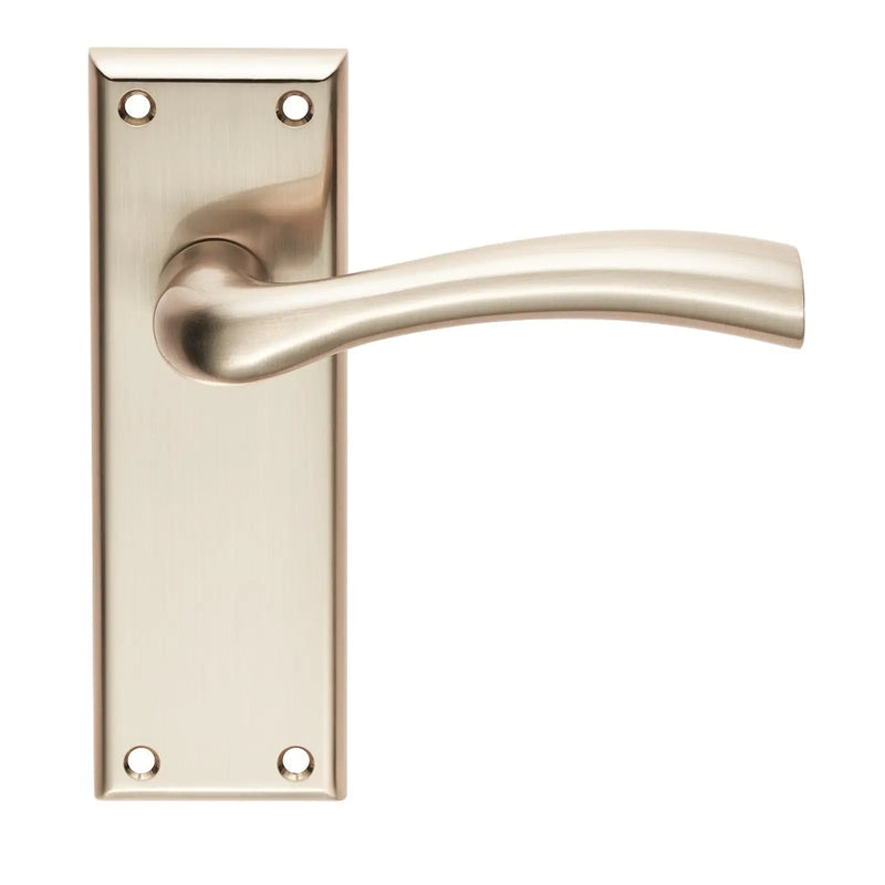 Cinquanta Lever On Face-Fix Backplate - Latch - Retail Pack - Satin Nickel