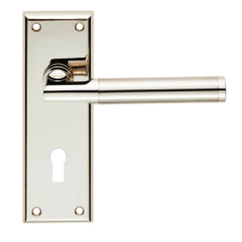 Sessanta Lever On Face-Fix Backplate - Lock 57Mm - Retail Pack - Polished Nickel/Satin Nickel