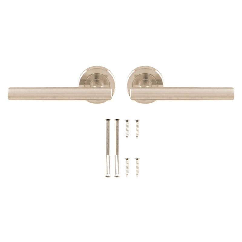 Settanta Lever On Sprung Screw-On Round Rose - Retail Pack - Satin Nickel