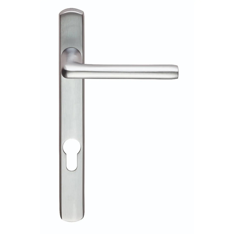 Serozzetta Rosa Lever On Narrow Plate - Lock Euro Profile 92Mm C/C - Satin Chrome 220MM x 26MM