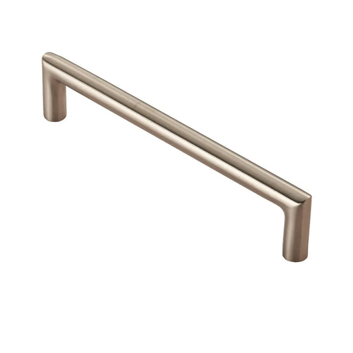 10Mm Dia. Mitred Pull Handle - 128Mm C/C - Bolt Through Fixing - Satin Stainless Steel 128