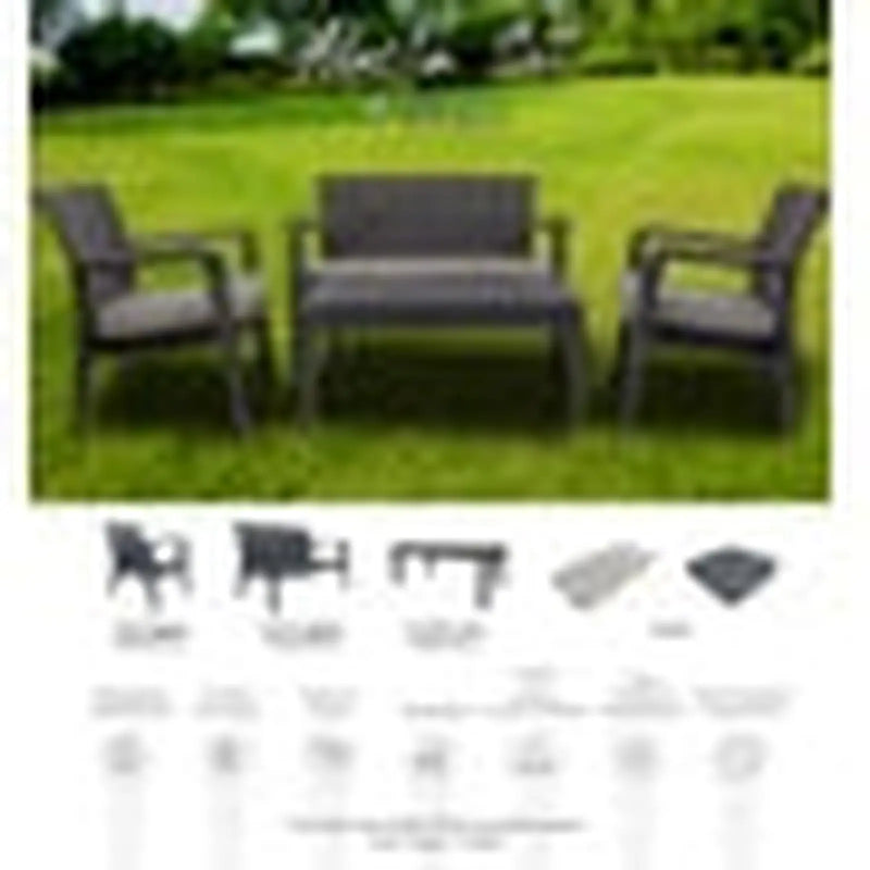 Professional Alaska Sofa Set Anthracite 4 Piece