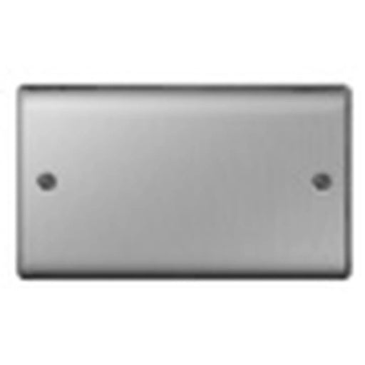 BG Brushed Steel Blank Plate 2 Gang