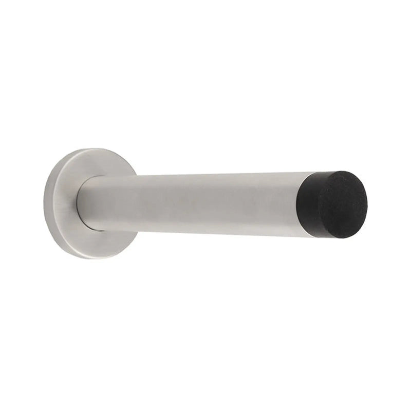 150 X 22Mm - Wall Mounted Doorstop On Rose - Concealed Fix - Satin Stainless Steel 150mm