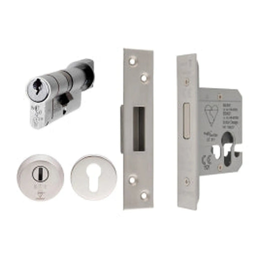 Euro Profile Bs8621 Cylinder/Turn Deadlock (Complete) - Satin Stainless Steel