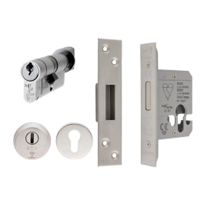 Euro Profile Bs8621 Cylinder/Turn Deadlock (Complete) - Satin Stainless Steel