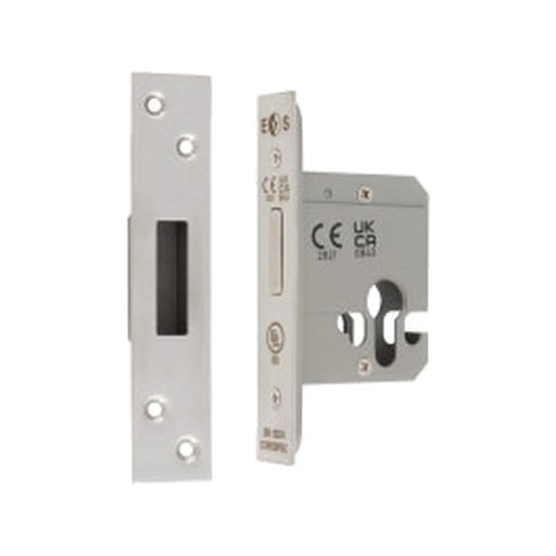 64Mm Heavy Duty Deadlock - Euro - Square - Satin Stainless Steel