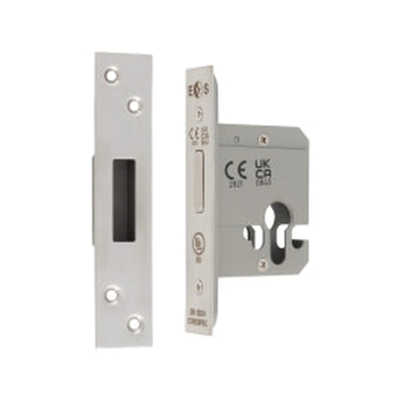 64Mm Heavy Duty Deadlock - Euro - Square - Satin Stainless Steel