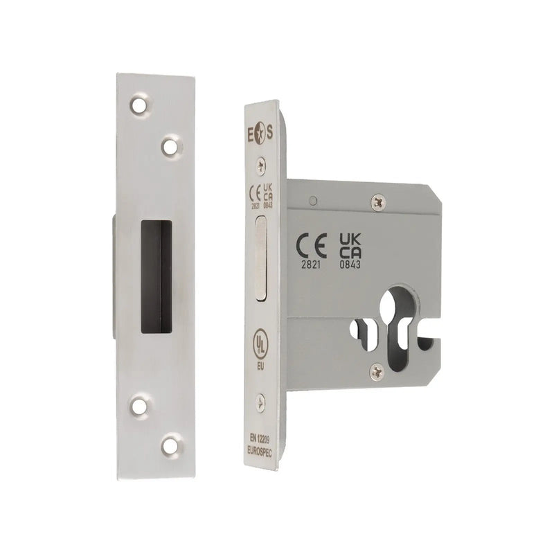 76Mm Heavy Duty Deadlock - Euro - Square - Satin Stainless Steel