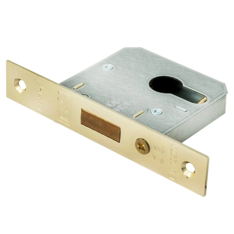 64Mm Dead Lock - Euro - Square - Electro Brassed