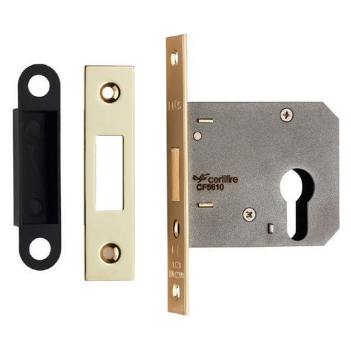 76Mm Dead Lock - Euro - Square - Electro Brassed