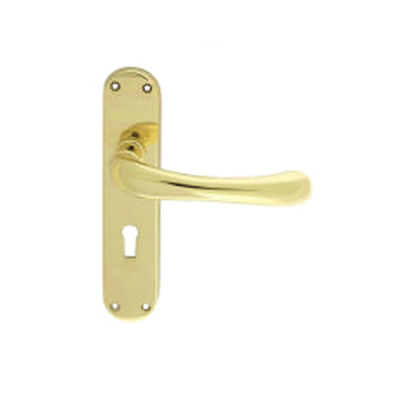 Ibra Lever On Backplate - Lock 57Mm C/C Otl (Polished Brass) - Polished Brass 185MM X 40MM