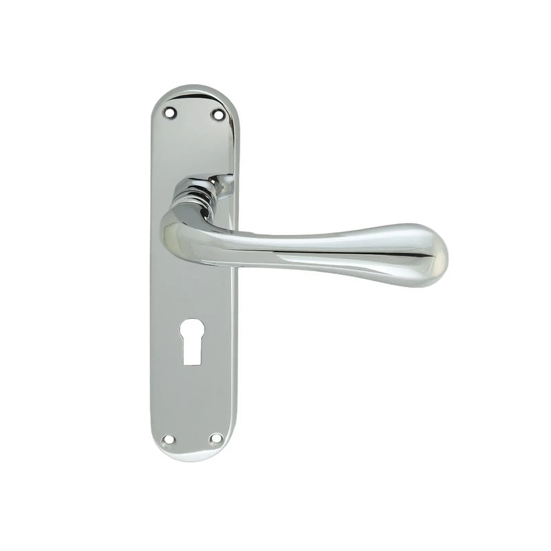Astro Lever On Backplate - Lock 57Mm C/C Cro (Polished Chrome) - Polished Chrome 185MM X 40MM