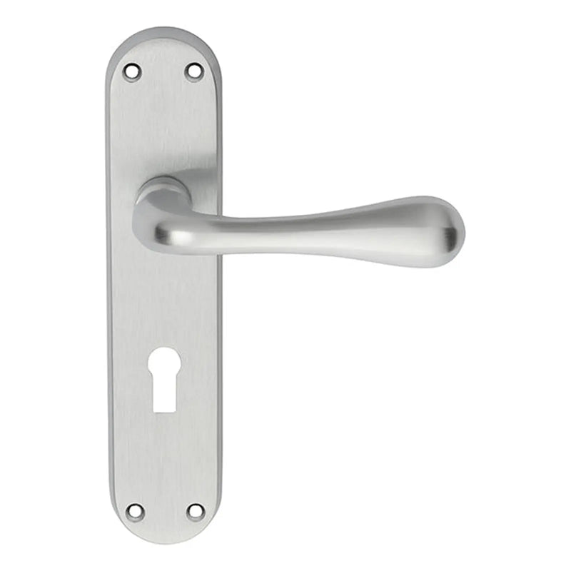 Astro Lever On Backplate - Lock 57Mm C/C Csa (Satin Chrome) - Satin Chrome 185MM X 41MM