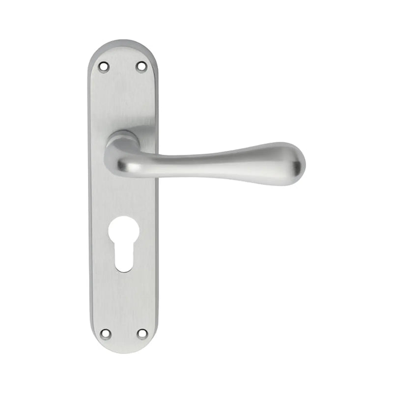 Astro Lever On Backplate - Lock Euro Profile 47.5Mm C/C Csa (Satin Chrome) - Satin Chrome 185MM X 41MM